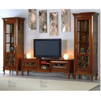 Set Mobilier Lux Living Clasic Lemn Masiv si MDF, culoare Maro, Configurabil, model Aragon