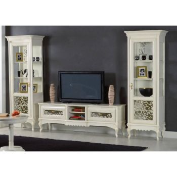 Set Mobilier Lux Living Clasic Lemn Masiv si MDF, culoare Alb Antic, Configurabil, model Aragon