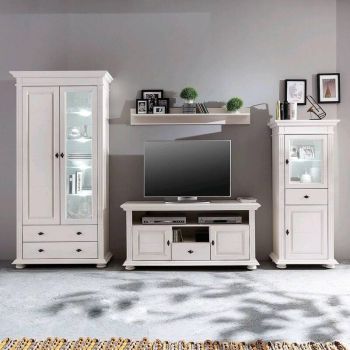 Living Alb Antic Lemn Masiv Configurabil, model Voronet, 3 Corpuri