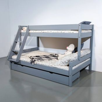 Pat Mira supraetajat din lemn 80/120x200 cm  Gri mat 3 persoane