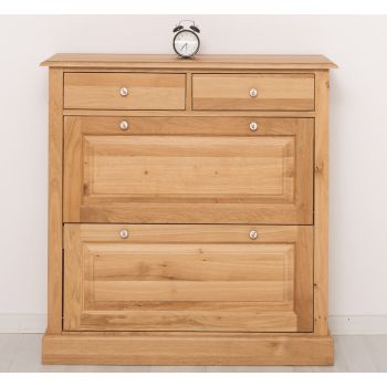 Pantofar 2 usi 2 sertare, Finisaj Stejar Miere, Lemn Masiv Brad, Colectia Rustic