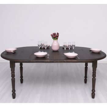 Masa rotunda extensibila 116/198x116cm, Finisaj Wenge Espresso, Lemn Masiv Brad, Colectia Rustic