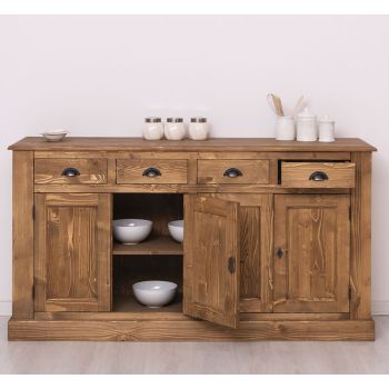 Vitrina, Finisaj Stejar Maro inchis, Lemn Masiv Brad, Colectia Rustic
