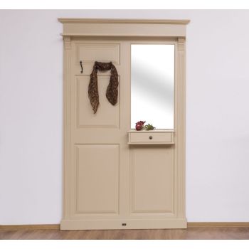Cuier cu oglinda, Finisaj Bej Gri Cald, Lemn Masiv Brad, Colectia Rustic