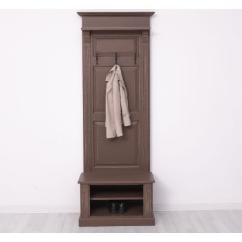 Cuier hol cu 2 rafturi deschise, Finisaj Maro inchis Rustic, Lemn Masiv Brad, Colectia Rustic