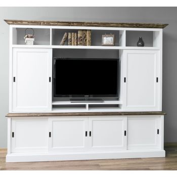 Mobila Living Country Chic Lemn Masiv cu 6 usi glisante