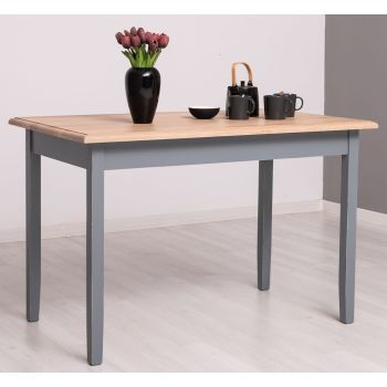 Masa sufragerie 120x70cm, Finisaj Gri Albastrui, Lemn Masiv Brad, Colectia Rustic