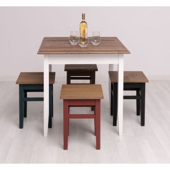 Masa sufragerie 80x80cm, Finisaj Natur, Lemn Masiv Brad, Colectia Rustic
