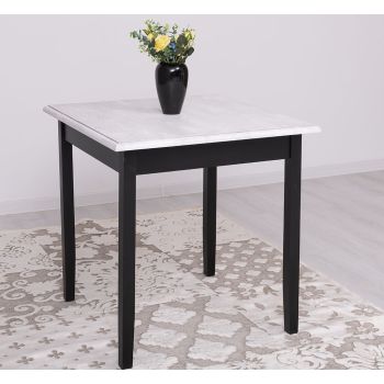 Masa sufragerie 80x80cm, Finisaj Negru Mat, Lemn Masiv Brad, Colectia Rustic
