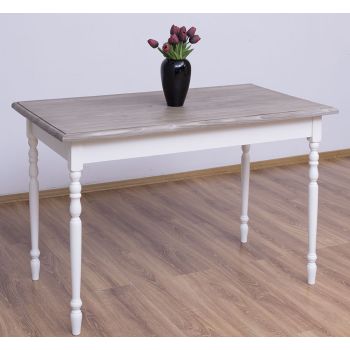 Masa picioare strunjite 120x70cm, Finisaj Gri Fumuriu, Lemn Masiv Brad, Colectia Rustic