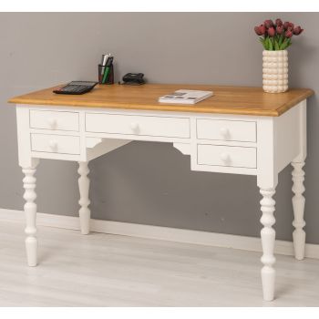 Birou, Finisaj Alb Vintage, Lemn Masiv Brad, Colectia Rustic