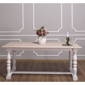 Masa monasterial cu picioare strunjite 180x90cm, blat stejar