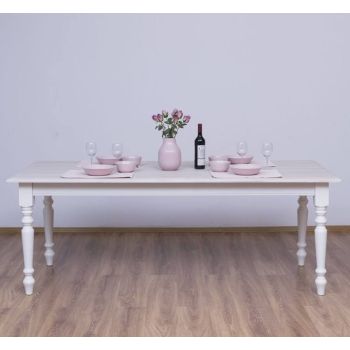 Masa de sufragerie cu picioare strunjite 180x90cm, blat stejar