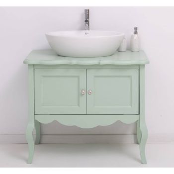 Mobilier de baie cu picioare curbate, doua usi