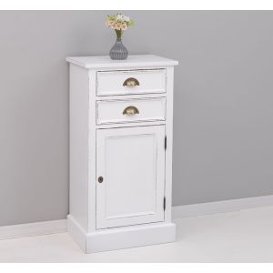 Comoda 2 sertare 1 usa, Finisaj Alb Pur, Lemn Masiv Brad, Colectia Rustic