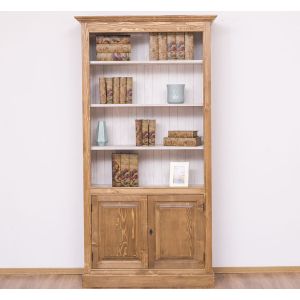 Biblioteca cu 2 usi, Stejar Maro Închis, Periat, Vopsit vintage, 109x39x210cm