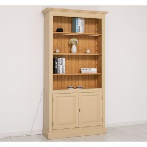 Biblioteca cu 2 usi, Nuc Mediu, Periat, Vopsit vintage, 109x39x210cm