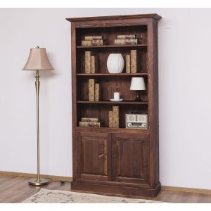 Biblioteca cu 2 usi, Natur, Periat, Vopsit vintage, 109x39x210cm