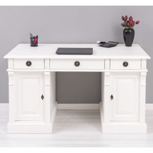 Birou, Finisaj Alb Vintage, Lemn Masiv Brad, Colectia Rustic