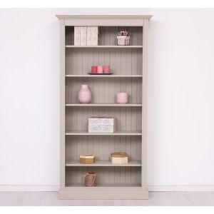 Biblioteca 5 etajere, Alb Pur, Finisaj ceara, 109x39x210cm
