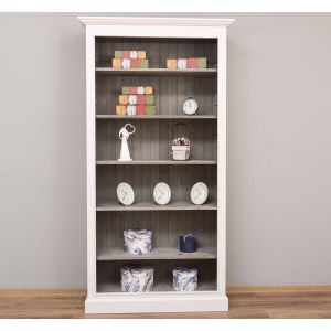 Biblioteca 5 etajere, Gri Argintiu, Finisaj ceara, 109x39x210cm