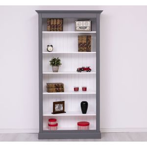 Biblioteca 5 etajere, Alb Pur, Finisaj ceara, 109x39x210cm
