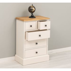 Comoda 2 sertare peste 3 sertare, Finisaj Nuc Mediu, Lemn Masiv Brad, Colectia Rustic