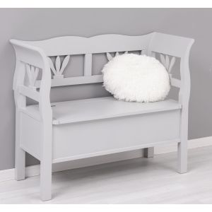 Bancheta mica, Finisaj Gri Deschis Perlat, Lemn Masiv Brad, Colectia Rustic