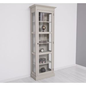 Vitrina cu 1 usa sticla, Gri Slate Închis, Lemn masiv, vopsit, 75x41x220cm