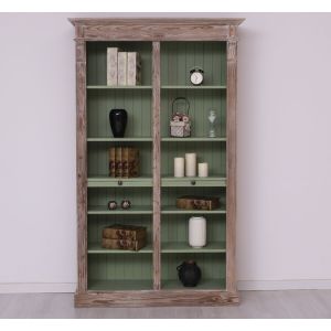 Biblioteca mare, Verde Măsliniu, Lemn masiv, vopsit, 119x39x197cm