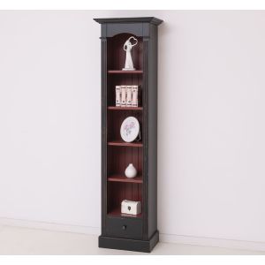 Etajera cu 1 sertar, Bordeaux cu Negru, Finisaj ceara, 50x33x190cm