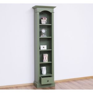 Etajera cu 1 sertar, Verde Salvie, Finisaj ceara, 50x33x190cm