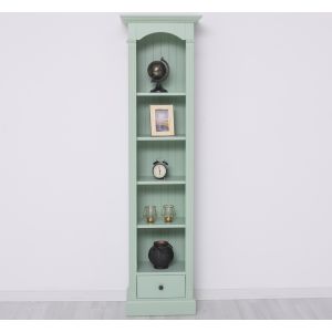 Etajera cu 1 sertar, Verde Mentă Deschis, Finisaj ceara, 50x33x190cm