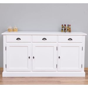 Comoda 3 usi 3 sertare, Finisaj Gri Mineral, Lemn Masiv Brad, Colectia Rustic