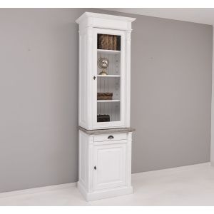 Bufet cu 1 usa, 1 sertar, Alb Pur, Colectia Directore, Lemn masiv, 2 Straturi de culori Antichizat, 73x240x51cm