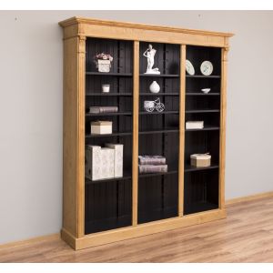 Biblioteca tripla, Nuc Mediu, Lemn masiv, Antichizat, 180x39x197cm