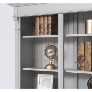 Biblioteca tripla, Gri Mediu Cald, Lemn masiv, Antichizat, 180x39x197cm