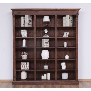 Biblioteca tripla, Natur, Lemn masiv, Antichizat, 180x39x197cm