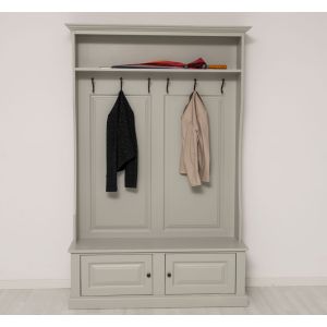 Cuier hol mare + 2 usi, Finisaj Gri Mediu, Lemn Masiv Brad, Colectia Rustic