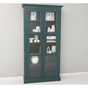 Vitrina sticla, 2 usi cu tija, Negru Mat, Antichizat, 109x40x210cm