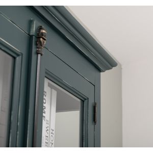 Vitrina sticla, 2 usi cu tija, Negru Mat, Antichizat, 109x40x210cm