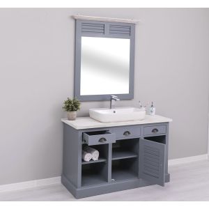 Set mobilier baie, Finisaj Gri Albastrui, Lemn Masiv Brad, Colectia Rustic
