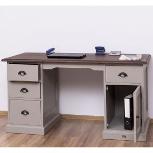 Birou, Finisaj Gri Mineral, Lemn Masiv Brad, Colectia Rustic