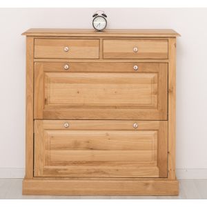 Pantofar 2 usi 2 sertare, Finisaj Stejar Miere, Lemn Masiv Brad, Colectia Rustic