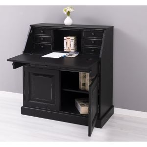 Comoda secreter, Finisaj Negru Mat, Lemn Masiv Brad, Colectia Rustic