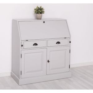 Comoda secreter, Finisaj Alb Pur, Lemn Masiv Brad, Colectia Rustic
