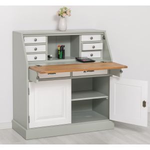 Comoda secreter, Finisaj Alb Pur, Lemn Masiv Brad, Colectia Rustic