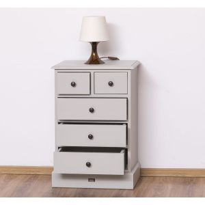 Comoda 2 sertare peste 3 sertare, Finisaj Gri Mediu, Lemn Masiv Brad, Colectia Rustic