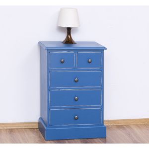 Comoda 2 sertare peste 3 sertare, Finisaj Albastru Marin, Lemn Masiv Brad, Colectia Rustic
