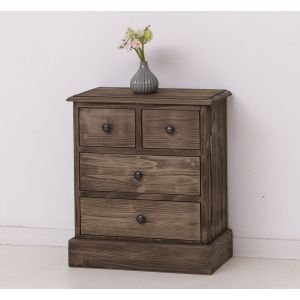 Comoda 2 sertare peste 2 sertare, Finisaj Natur, Lemn Masiv Brad, Colectia Rustic